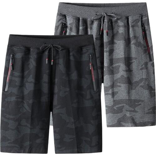 Summer Men Shorts Camouflage Cotton Casual Loose Beach Gym Shorts Male Running Elastic Waist Short Pants Plus Size