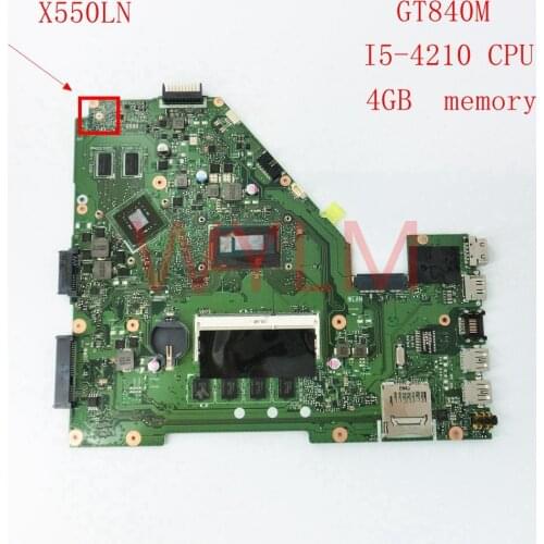 X550LN GT840M With I5-4210CPU mainboard REV2.0 For ASUS X550LN X550LD X550L laptop motherboard FREE SHIPPING 60NB04S0-MB5302