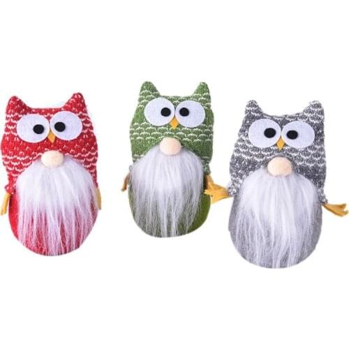 Cute Christmas Plush Owl Gnome Standing Figurine Funny Home Holiday Decoration