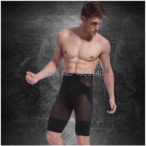 Men slimming pants bodysuit slim body shaper fit underwear shorts thigh belly lift hips black/White Free Shipping