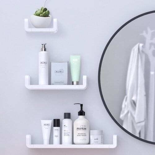 Bathroom Shelf Storage Organizer Waterproof Wall Shelves White Plastic Storage Shelf Rack Accessories for Bathroom Organizer