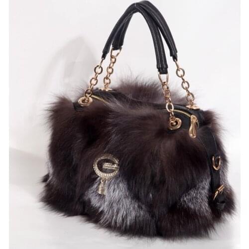 2021autumn and winter new female fur fur straw bag plush portable single shoulder messenger bag rhinestone banquet dress big bag