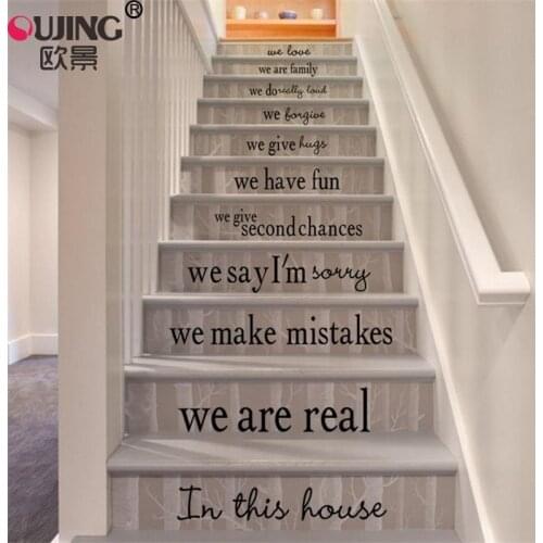 New House Rules Words Stairs Wall Sticker Home Decor Bedroom Wall Decals English Phrase Art Mural Self-adhesive Carved Wallpaper