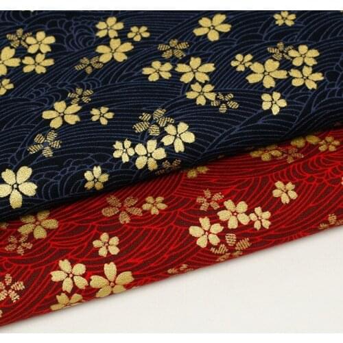 One meter High quality cotton fabric Cherry Blossom gold powder printing fabric High grade clothes bags dress material