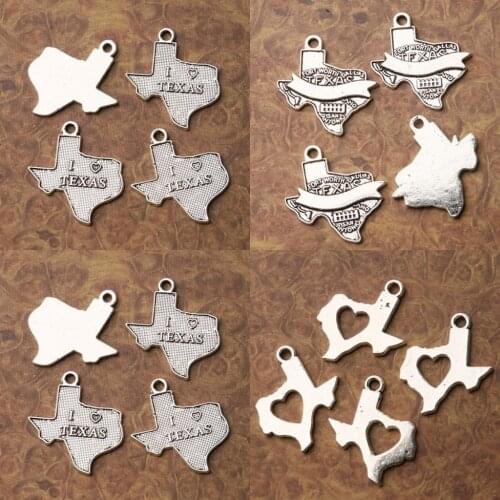 15Pcs Tibetan silver color TEXAS map design charms