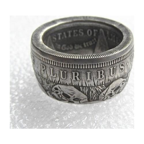 Hobo Coin US Morgan Dollar Silver Plated Coin Ring Handcrafted US Size 8-16