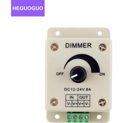8A LED Dimmer Switch DC 12V 24V 8A Adjustable Brightness Lamp Bulb Strip Driver Single Color Light Power Supply Controller