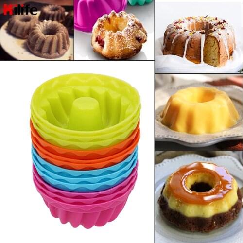 Silicone Pudding Cupcake Muffin Donut Mold Baking Jelly Mould Non-Stick Thread Shape 12pcs/set