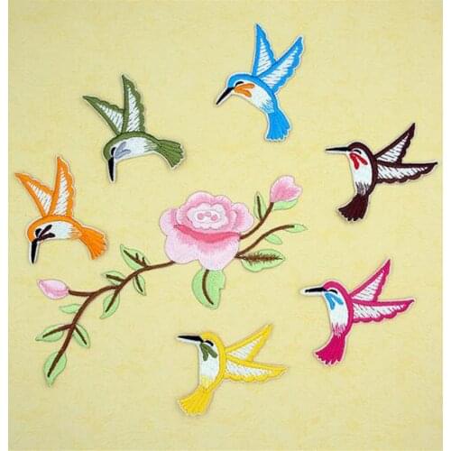 Fabric Embroidered Flower Bird Patch Cap Clothes Stickers Bag Sew Iron On Applique DIY Apparel Sewing Clothing Accessories BU62