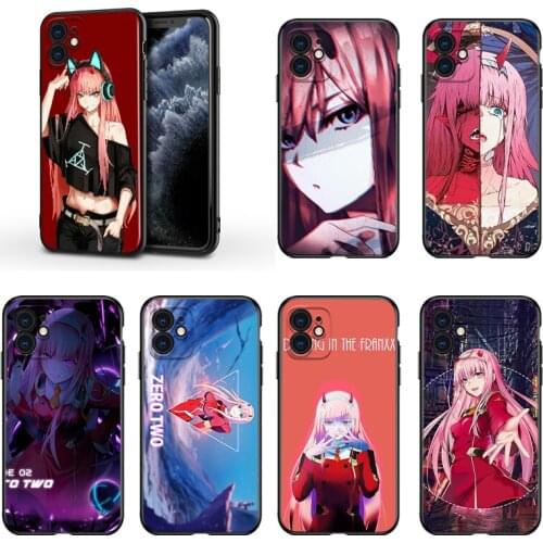 Zero Two Darling In The FranXX For Apple iPhone 13 12 11 Mini XS XR X Pro MAX SE 2020 8 7 6 5 5S Plus Black Soft Phone Case