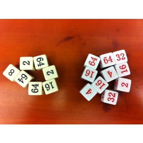16mm yellow teeth corner multiple dice / teaching props / mathematical articles/6 surface are respectively carved 2,4,8,16,32,64