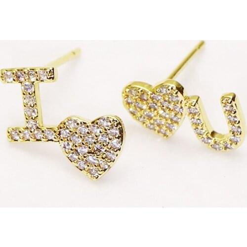 10 pairs Stud earrings Love you shape Fashion zirconia earrings fashion stud earrings for women jewelry 8231