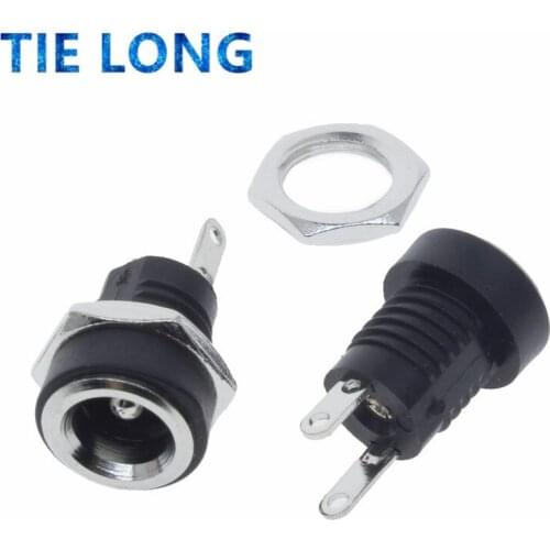 10pcs 5.5 x 2.1/5.5x2.5mm DC Power Jack Socket Supply Female Panel Mount Connector Plug Adapter 2 Terminal Type DC Connector