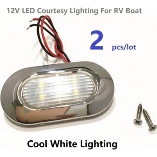 2x12V DC LED Courtesy Lights Cool White Waterproof Garden Accent Deck/Step Lamps /RV/Caravan/Camper/Boat/Yacht/Marine Stainless