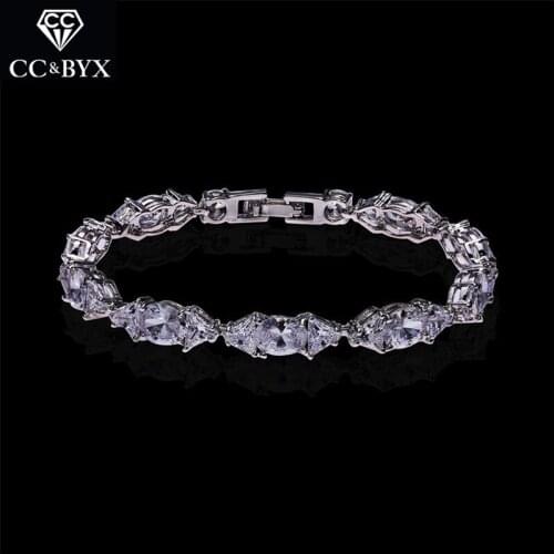 CC Bracelets For Women Luxury Fine Shine Rhinestone Crystal Elegant Charm Bangle Wedding Accessories High Quality Jewelry S0027