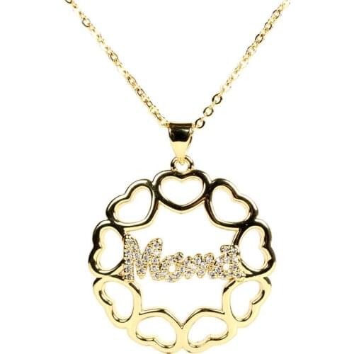 EYIKA Mothers Day Mama Letter Heart Pendant Necklace for Women Nameplate Clavicle Chain Choker Personality Gold Jewelry Gift