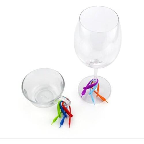 Colorful Silicone Wine Glass Bottle Drink Cup Marker Party Tags Cup Identify Label Random Color 12pcs/set