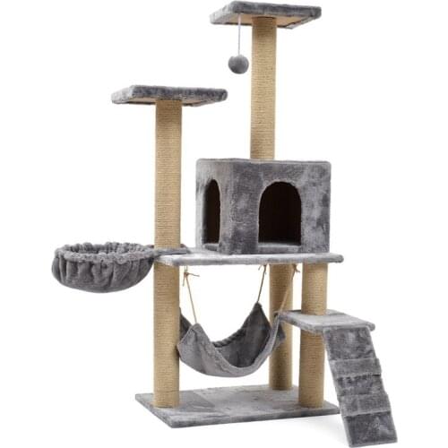 Cat house cat tree tower pet playing trees scratching trees bushes chatting climbing and jumping toy stand pet rascador gato