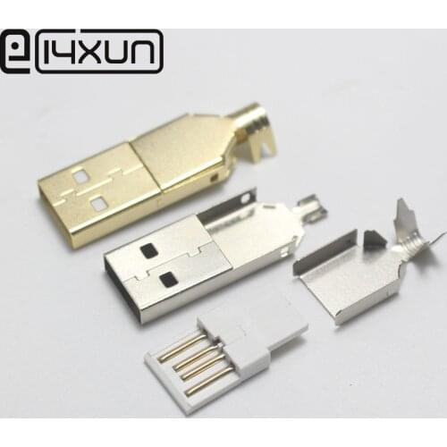 EClyxun 5 sets DIY USB 2.0 A type Male Connector Assembly Adapter Plug Socket Metal shell shield solder Wire