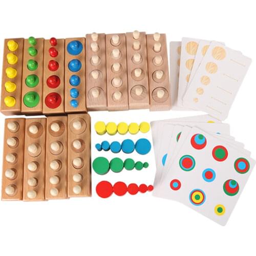 Montessori Educational Wooden Toys for Children 0-3 Years Old Math Teaching Aid Socket Cylinder Sensory Training Game Good Gift