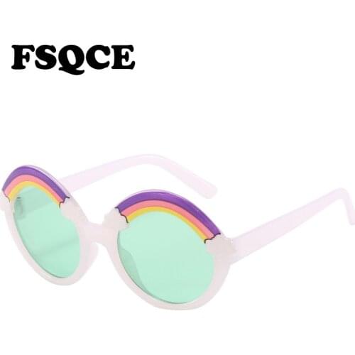 FSQCE Fashion Rainbow Sunglasses Children Round Sun Glasses Kids Colorful Lens Shades Girls Boys Eyeglasses UV400