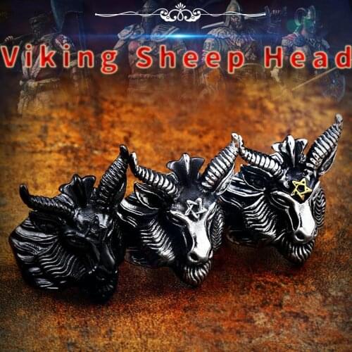 Beier 316L Stainless Steel Nose viking for men scandinavian Warrior Amulet Sheep head animal Ring fasion jewelry LR042