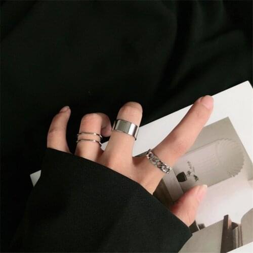 2021 New Fashion Simple Design Anillos Vintage Silver Color Joint Rings Sets for Women Jewelry Korean Chains Lose Money SALES