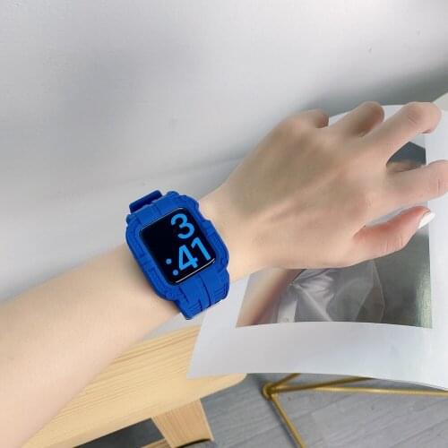 Newest TPU Soft Protective Cover for Apple Watch Band Series se 6 5 4 3 2 1 38/42mm Strap & Case for iWatch 40/44mm Wristband