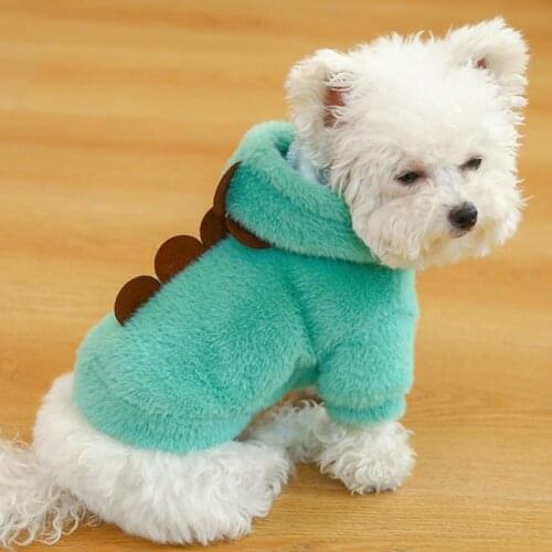 Pet Dog Cat Clothes Funny Dinosaur Costumes Winter Warm Plush Cat Coat For Small Cat Kitten Teddy Hoodie