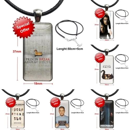 Prison Break For Men Women Personalised Fashion Glass Cabochon Pendant Necklace With Women Steel Plated Statement Jewelry