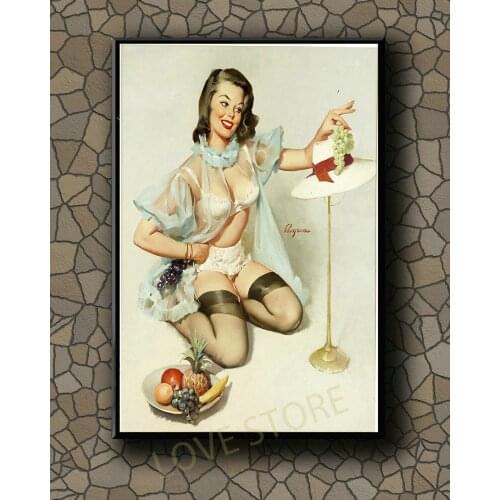 P182 Vintage Beautiful Pin-up Girl Classic Picture 306 Silk Fabric Poster Art Decor Indoor Painting Gift