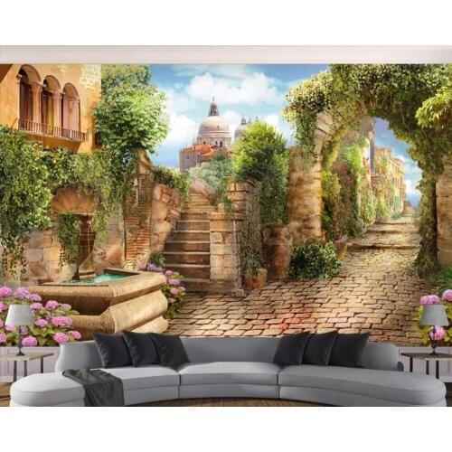 Custom mural wallpaper alley street scene 3d background wall