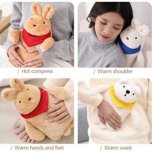 Rubber Hot Water Bag Hand Warmer Warming Bottle Feet Warm Termofor Gumowy Plush Fabric Winter Warming Cute Present B-Rwo