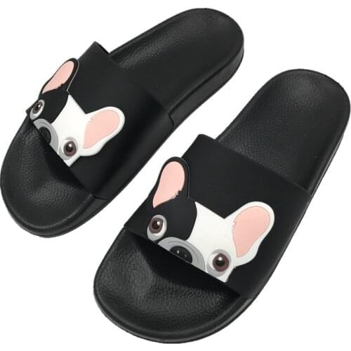 2020 Women Shoes Cartoon Dog Summer Slippers for Women Home Fluffy Slippers Shoes for Women Ladies Slides Sandals Flip Flops