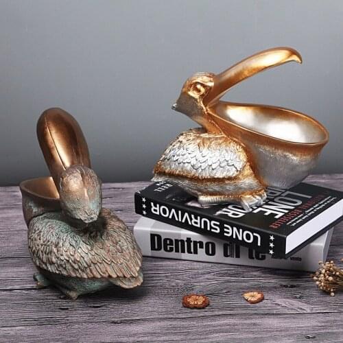 Resin Pelican Statue Key Candy Snacks Container Ornaments for Home Decoration Accessories Storage Table Desk Decor Living Room