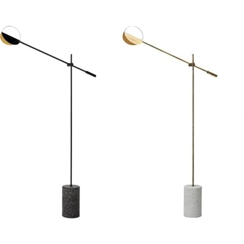 Nordic Modern Simple Black Floor Lamp Bedroom Bedside Lighting Living Room Terrazzo Floor Lamp Corner Led Light Lamp Stand Lamp