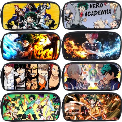 Student My Hero Academia Pencil case Izuku Midoriya Bakugou Katsuki Pencil Bag Cartoon Stationery Box Pen Bag Small Makeup Box