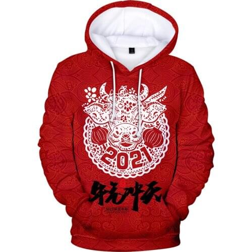 2021 YEAR OF THE OX Hoodies Autumn Winter Sweatshirts Men/women Hooded Fashion Boys/girls Hoodie Sweatshirts Streetwear Hoodie