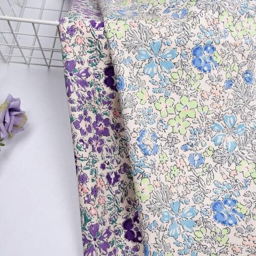 Corduroy fabric Polyester Flowers printed cloth wick velvet fabric womens clothing childrens DIY dress handmade Sewingquilting