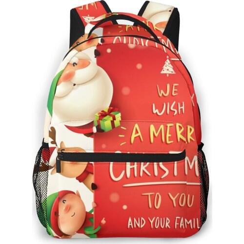 Backpack Women Shoulder Bag For Teenage Girls Cartoon Santa Claus Reindeer And Elf Bagpack Female Ladies School Backpack