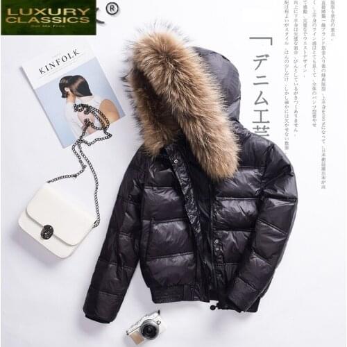 Natural Raccoon Fur Collar Hooded Womens Winter Down Jacket Woman Parkas Korean White Duck Down Coat Female Hiver 01