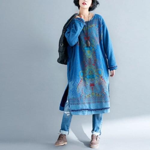 Women Vintage Spring Dress Ladies Printed Ripped Neck Sleeve Plus Size Dress Robe Dress Ladies Retro Dresses 2020