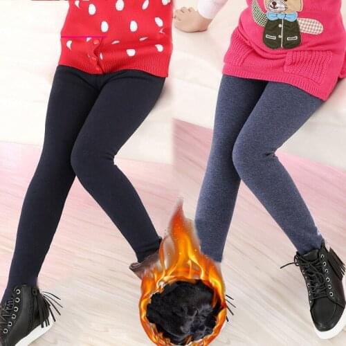 Girls Winter Warm Pants Children Plus Velvet Thickening Outwear Pants Cotton Kids Fleece Trousers Baby Girls skinny Trousers