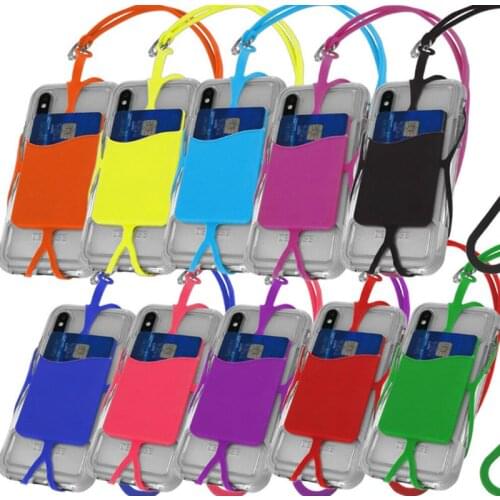 10PCS/LOT Universal 3 in1 Cell Phone Lanyard Strap Lote Silicon Smartphone Case Neck Strap Cover ID Card Holder Necklace