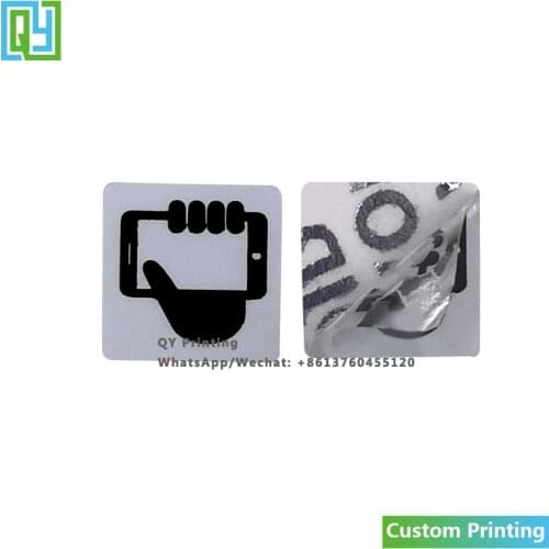 1000pcs 10x10mm Free Shipping Custom Logo printing Security Label Phone Seal Security Label Silver VOID Open Safty Sticker
