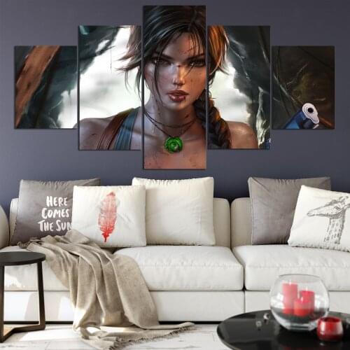 Canvas HD Prints Framework 5 Pieces Tomb Raider Lara Game Art Paintings For Home Room Art Decor Posters
