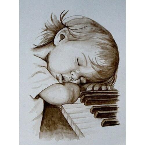 5D DIY Girl Sleeping On The Piano Diamond Painting Full Drill Embroidery Cross Stitch Mosaic Craft Home Decor Christmas Gift