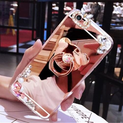 Luxury Rhinestone Case For Xiaomi 8 9 SE 5X 6X MAX2 Redmi 5A 6A 8A Note 7 6 5 8 Phone Case Glitter Mirror with Ring Holder Stand