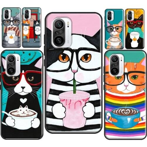 Cute Coffee Milk Cat For POCO X3 Pro M3 F1 F3 Phone Case For Xiaomi Mi 11 Ultra Mi Note 10 Lite Mi 10T 9T Pro