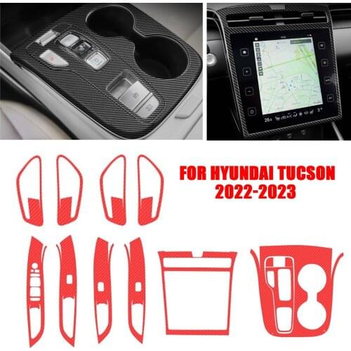 For Hyundai Tucson 2022-2023 Central control gear decoration change color film Interior modification carbon fiber stickers